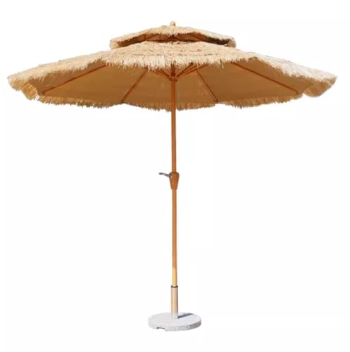 Parasol 8,8 pieds avec base marbre double ventilation paille