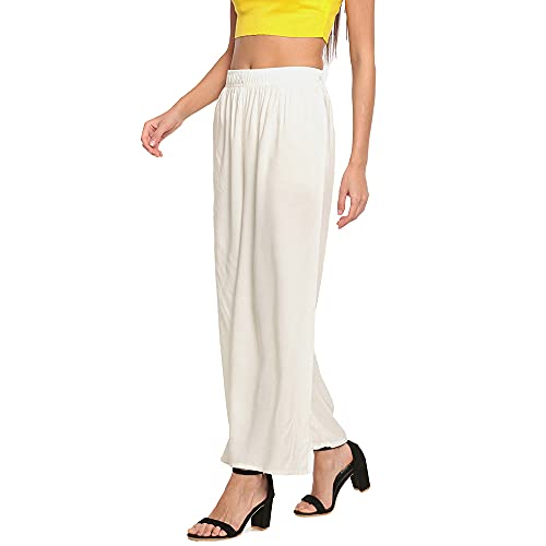 Image of GO COLORS Soft Viscose Basic Palazzo Full Length for Women| Breathable, Mid Rise, Relaxed Fit