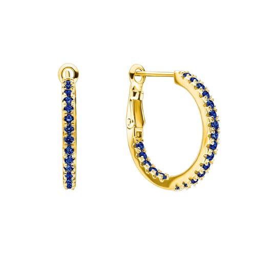 18K Yellow/White Gold Plated Silver Hoop Earring With 0.72 TCW Lab Grown Diamonds/Emerald/Blue Sapphire/Moissanite, Earrings For Women, Gift For Her Jewelry For Women Comes With Gift Box2