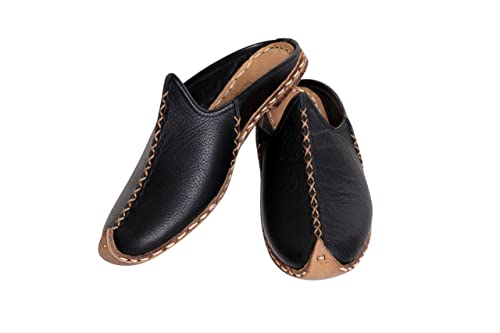 Authentic 100% Handmade Genuine Leather Women's Turkish Saracli Open Heel Slippers - Lightweight - Breathable (8.5, Yellow)3