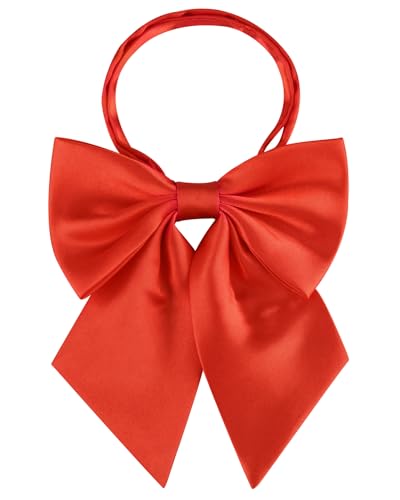 AWAYTR Ladies Adjustable Pre tied Bowtie - Solid Color Bow Ties for Women (Hot red)