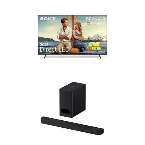 Sony Kit Cine en casa con Sonido Envolvente Dolby Vision/Atmos y DTS:X, TV BRAVIA 3 de 65', LED, Google TV (2025) y Barra de Sonido Bravia Theatre Bar 6 con subwoofer
