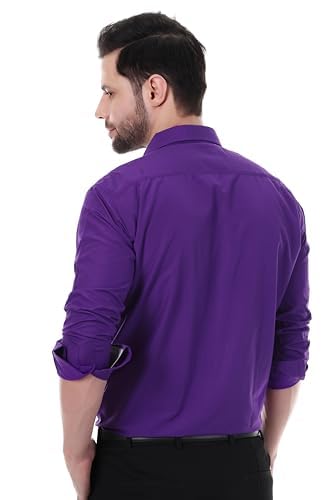 Image of XJARVIS Austin Men's Combed Cotton Shirt | Solid Plain Formal & Casual Shirt for Men | Regular Fit | Spread Collar | Full Sleeve | Office Wear Shirt with Pocket