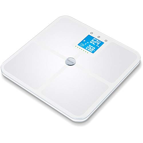Beurer BF 950 Báscula diagnóstica blanca, medición de grasa y agua corporal, corporal, de porcentaje muscular y de masa ósea, cálculo de las calorías necesarias y del IMC, conexión a la app