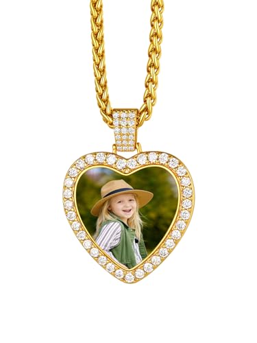 Richsteel 2RP20274K2163K-18-OEMRS-RUS Personalized Photo Engraved Delicate Heart Pendant Necklace For Women 18K Gold Plated Choker Custom Jewelry Gift For Friend cover