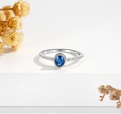 Birthstone Stackable Rings for Women: S925 Sterling Silver Stacking Ring Knuckle Ring with Oval Stone for Mom Wife Friends - Christmas Anniversary Birthday Jewelry Gifts4