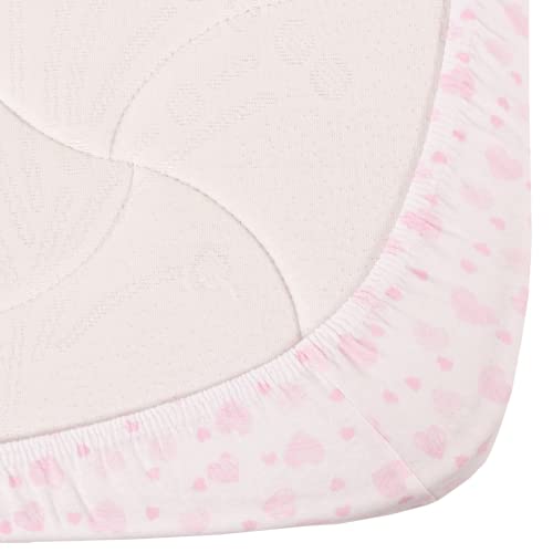 Ataca Tekstil 2 Pack %100 Cotton | Soft Breathable Crib Sheets | Baby & Toddler | Fitted Crib Sheet | Made In Turkey (Pink Hearts), 28X52X8 Inches #TOP2