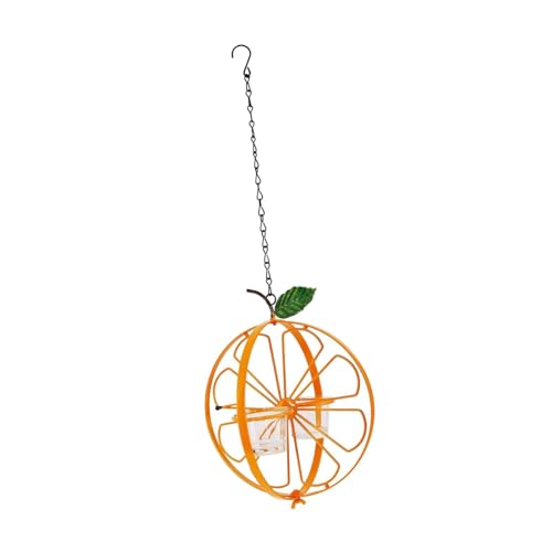 Dualoai Comedero Colgante de Metal para Pájaros con Forma de Fruta Naranja para Amantes de Los Pájaros Loro Al Aire Libre