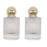 PimyRcyi 2PCS Glass Refillable Perfume Spray Bottle,Empty Small Portable Perfume Subpackage Container, Clear Vertical Ball Cover Fine Mist Spray Bottle For Travel (Gold Ball, 50ml/1.7oz)