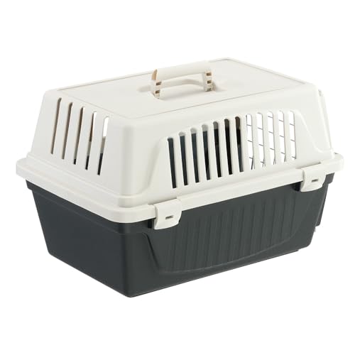 Ferplast Trasportino Gatto, Trasportino Cane Taglia Piccola, Cani e Gatti fino a 5 Kg, Porta in Ferro Plastificato, Fessure di aerazione, 32,5 x 48 x h 29 cm, ATLAS 10 EL Trasportino Rigido, Nero