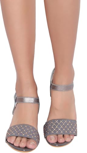 Image of Action Crystal-Embellished Slide Sandals| Block Heel| Water-Resis Tant| Textured EVA Sole Black