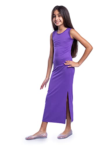 24seven Comfort Apparel Side Slit Maxi Dress for Girls - Pull On Closure Casual Sleeveless Long Maxi Skirt Fits Party Dress2
