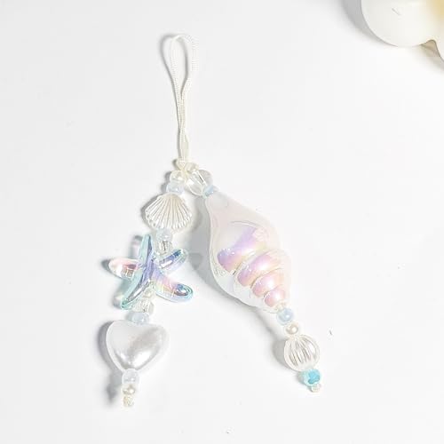 YWLUUOO Handcrafted Resin Earphone Accessory with Starfishes Charm and Heart Shaped Pearls Suitable for Mobile Phones Ornaments Stylish Earphone Holder Charm — view 7
