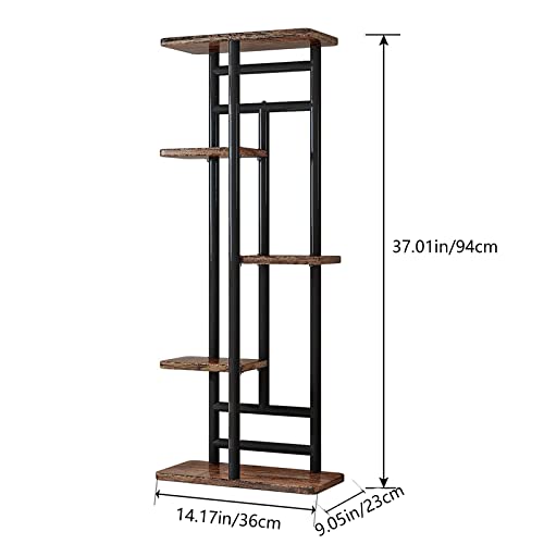 Image of LINZINAR Plant Stand Indoor 5 Tier Metal Plant Shelf Stands for Multiple Plants Garden Corner Balcony Living Room Bedroom, Black
