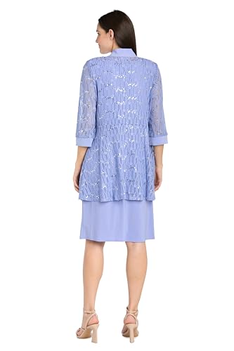 Image of R&M Richards Women's Sequin Lace Jacket & ITY Sheath with Necklace for Mother of the Bride, Cocktail Attire, Evening Wear
