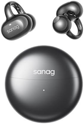 SANAG Open Ear Kopfhörer, Clip on Kopfhörer, Bluetooth 6.0, 42H Spielzeit, IP67 Wasserdicht, ENC Geräuschunterdrückung für Anrufe, Sicherer Halt für Laufen, Radfahren & Wandern, Sc