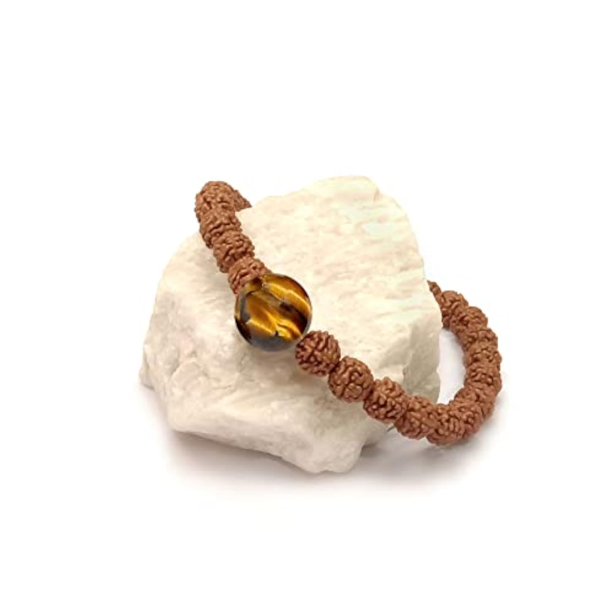 Lab Certified Original Panchmukhi Rudraksha Bracelet with Tiger Eye