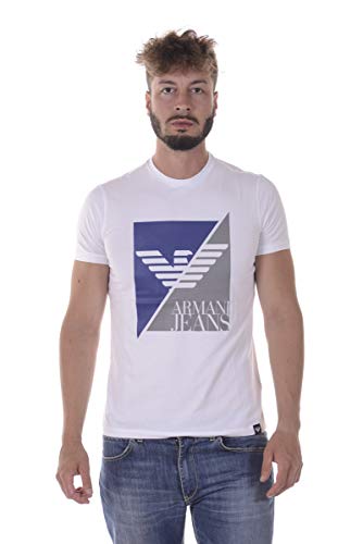 Image of ARMANI JEANS Men's Split Eagle Logo T-Shirt, White, X-Large