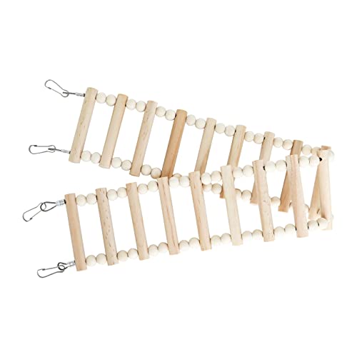 Rats Ladder Bridge Toy, Natural Wooden Bird Ladder Bridge Toy, Hamster Rats Climbing Toys, Cage Accessories for Bird Parrot Hamster Cockatiel Sugar Gliders (18 Ladders)(25.98x3.14 Inches) - Image 6