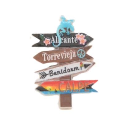 Imán Decorativo de Señales, Diseño Turístico con Alicante, Torrevieja, Benidorm y Calpe