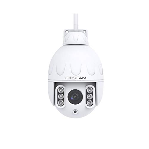 Caméra de Surveillance IP Dôme PTZ Motorisée pour Extérieur 2MP Wifi - Angle de Vue 118°, Rotation 350°, Zoom Optique x4 - Détecteur de Mouvement - Vision Panoramique - Accessoires Inclus - Foscam