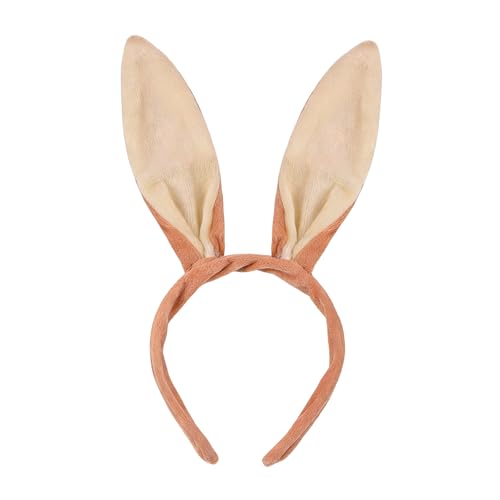 Diadema Orejas de Conejo Largas y Flexibles Marrón, Accesorio Disfraz Fiesta, Pascua, Halloween, Navidad, Cosplay, para Adultos, 30x23cm