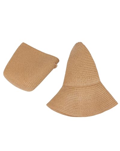 Sombrero de paja con ala ondulada y bolso pequeño de paja miniatura 3