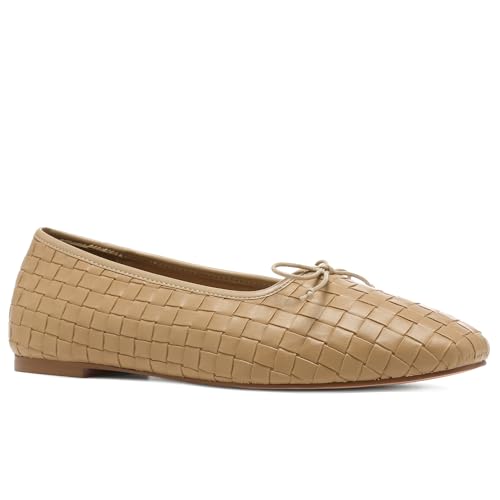 Woven Ballet Flats for Women Bow Square Toe Ballerina Shoes4