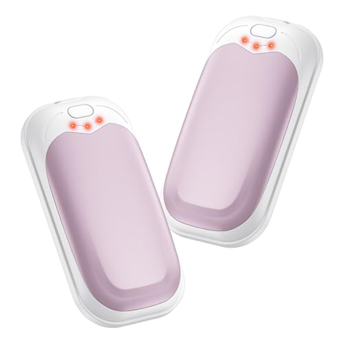 infray Hand Warmers Rechargeable 2 Pack Electric Hand Warmer Reusable 3 Levels Heating Pocket Warmer USB AI Handwarmer Portable Great Gifts for Men Women Outdoor Golf Hunting (Pink)