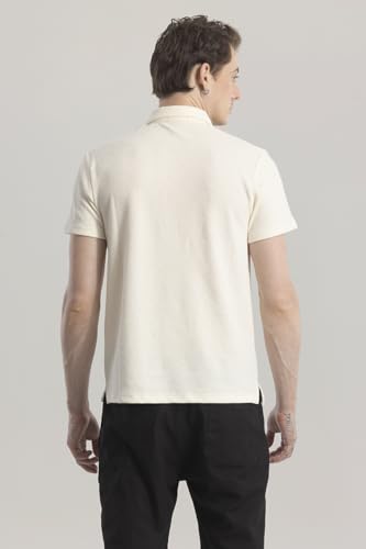 Image of SNITCH Cream Textured Polo T-Shirt