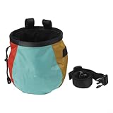 Niceminiwall Bolsa de tiza para escalada al aire libre con cinturón ajustable y gran capacidad, cubo de tiza de poliéster 420D resistente al desgaste con forro polar suave para escalada en roca, (azul