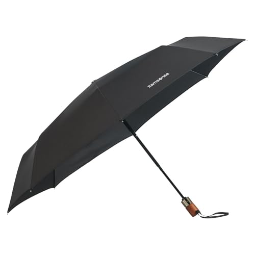 Lunghezza (chiuso): 27 cm Samsonite Wood Classic S - 3 Section Auto Open Close Short Ombrello Pieghevole, 27 cm, Nero (Black)