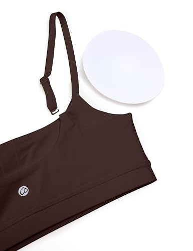 Image of CRZ YOGA Butterluxe Scoop Neck Sports Bras | Light Support, Removable Pads, Yoga, Extremely Soft, U Back, Adjustable Spaghetti Straps, for Women