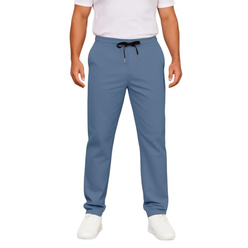 Drawstring Sweatpants for Men High Waist Elastic Waist Pants Stretchy Casual Trousers Solid Color with Pockets3