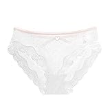 JISHII Unterhosen für Damen Spitze Transparent Durchsichtige Sexy Slips Mittel Taille Passform Körperbetont Angenehmes Extradünn Nahtlos Atmungsaktiv Polsterung Verführerisch Erotische Reizwäsche