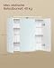 VASAGLE Kailyn Kollektion - Spiegelschrank Bad mit Beleuchtung, Badezimmerschrank mit 3 Türen, Wandschrank mit verstellbaren Ablagen, moderner Stil, 15 x 70 x 60 cm, wolkenweiß BBK139WB01