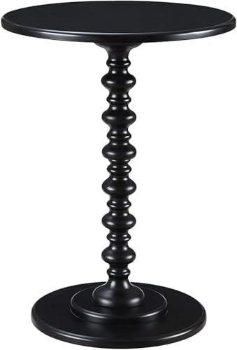 Image of Kundi Round Coffee End Table for Living Room - Modern Brown Accent Pedestal Side Table for Bedroom & Home Decor (Black)