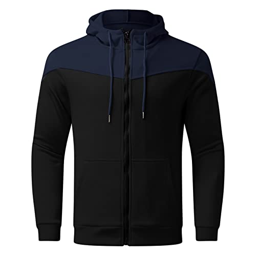 Mens Jacket Fleece Stand Collar Color Block Fall Winter Windbreaker Coat - image 3