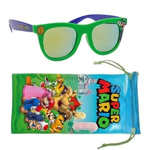 Image of ARKAID Super Mario Sunglasses - Luigi Frames: Stylish, Comfortable, & Durable UV-Protective Mario and Luigi Sunglasses with Luigi Costume Kids Soft Carrying Case - Officially-Licensed by Nintendo