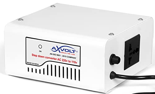 Image of Axvolt 220V to 110V Copper Step Down Transformer Voltage Converter | 210W Transformer for US Appliances in India | Compact Travel-Friendly | White Color