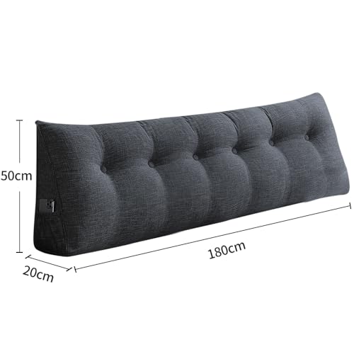 OHMG 180CM XXL Rückenkissen Bett,Lang Keilkissen Hohen Rückenkissen Kissen Bettkissen Rückenlehne Nackenstützkissen Rückenstützkissen Lordosenstütze Lesekissen für Bett und Sofa 