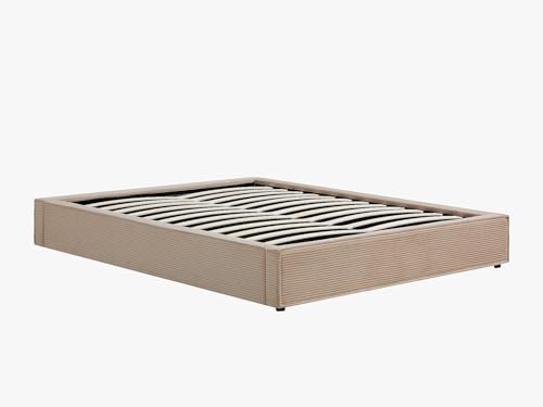 Vente unique   Somier con canapé abatible 2 plazas Kareso   Terciopelo   Beige