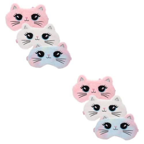 TOBBOMEY 6個 猫の目隠し eye mask eye patch sleeping mask トラベルアイマスク 遮光アイマスク 軽量 愛らしい 旅行睡眠目隠し サテン