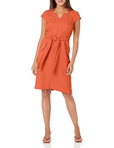 Kasper Women's V Nk Cap Sleeve Belted Dress