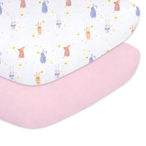 Little Grape Land Toddler Sheets 2 Pack – Baby Crib Sheets Fitted for Girls, Standard Size 28x52‘’ Crib Mattress, Super Soft Breathable Washable...