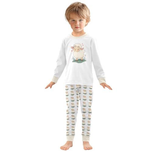 Cartoon Pajamas Set Cute Sheep Long Sleeve PJs Cotton Jammies Sleepwear Top and Pants Multicolor3