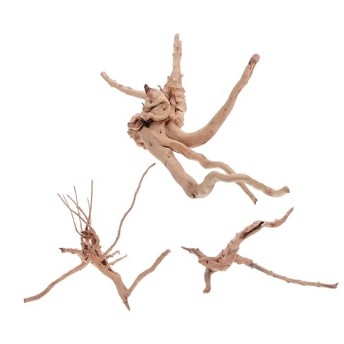 iplusmile 3個 天然流木点 水槽装飾用アクアリウムオーナメント 魚タンク飾り 自然形状耐久木材 隠れ家と遊び場提供 水槽環境活性化