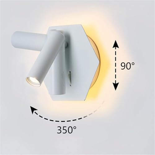 Aplique de pared de cabecera de 8 W con focos ajustables y cómodo interruptor integrado 4
