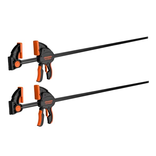 Image of Jorgensen E-Z Hold 800LBS Heavy Duty Clamps, 50 Inch 2-Pack Expandable Clamp /Spreader, One Hand Bar Clamps, Trigger Clamp, Bar Clamps for Woodworking