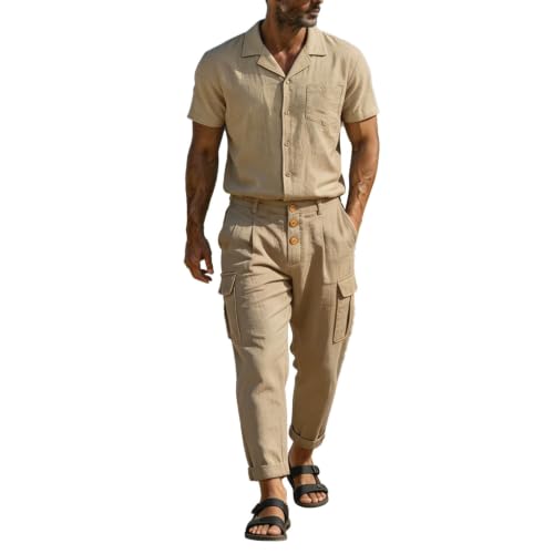 Ensemble en coton et lin homme pour des vacances d'été décontractées